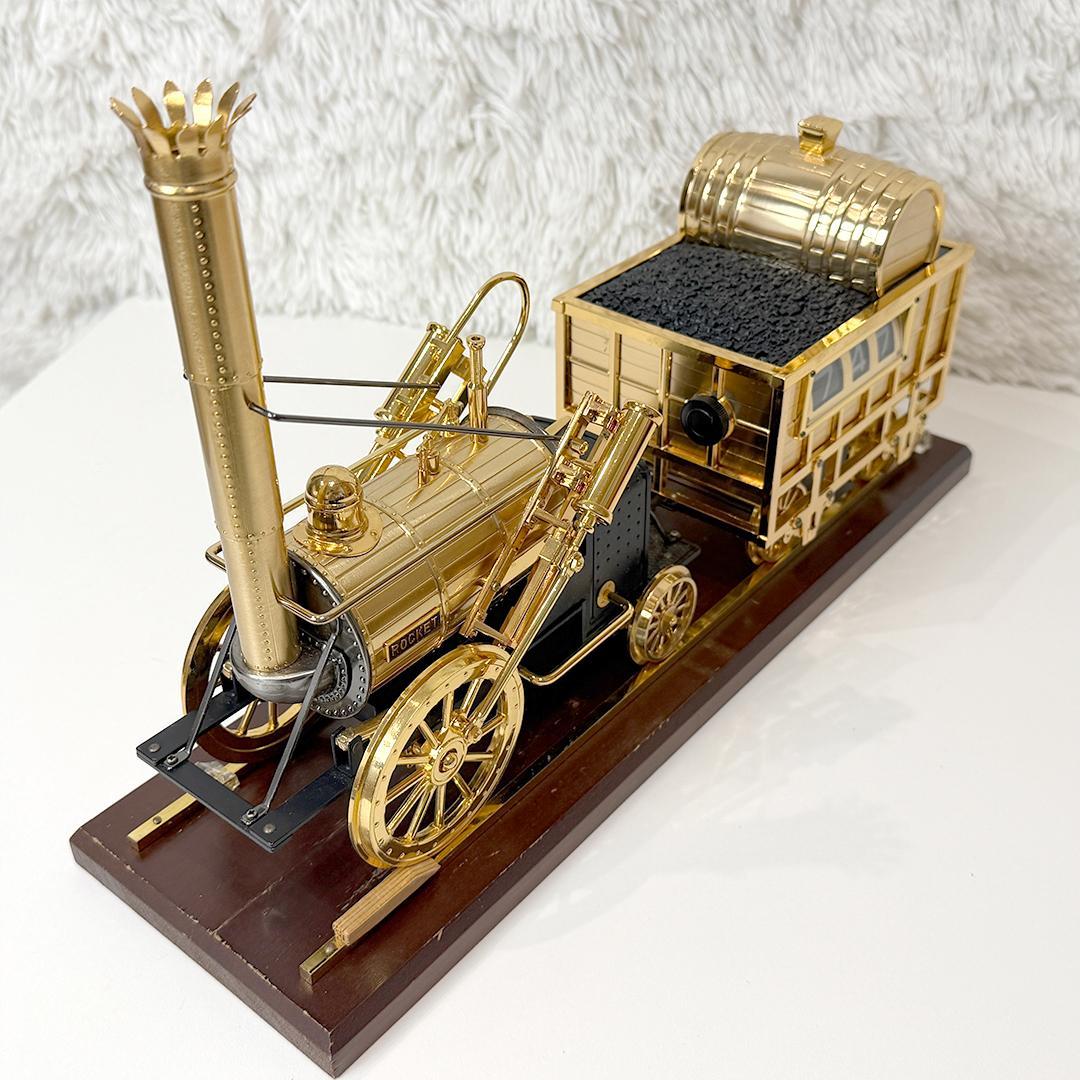 美品 ロバート・スチーブンソン 蒸気機関車 ロケット号 置時計 ケース付 レトロ