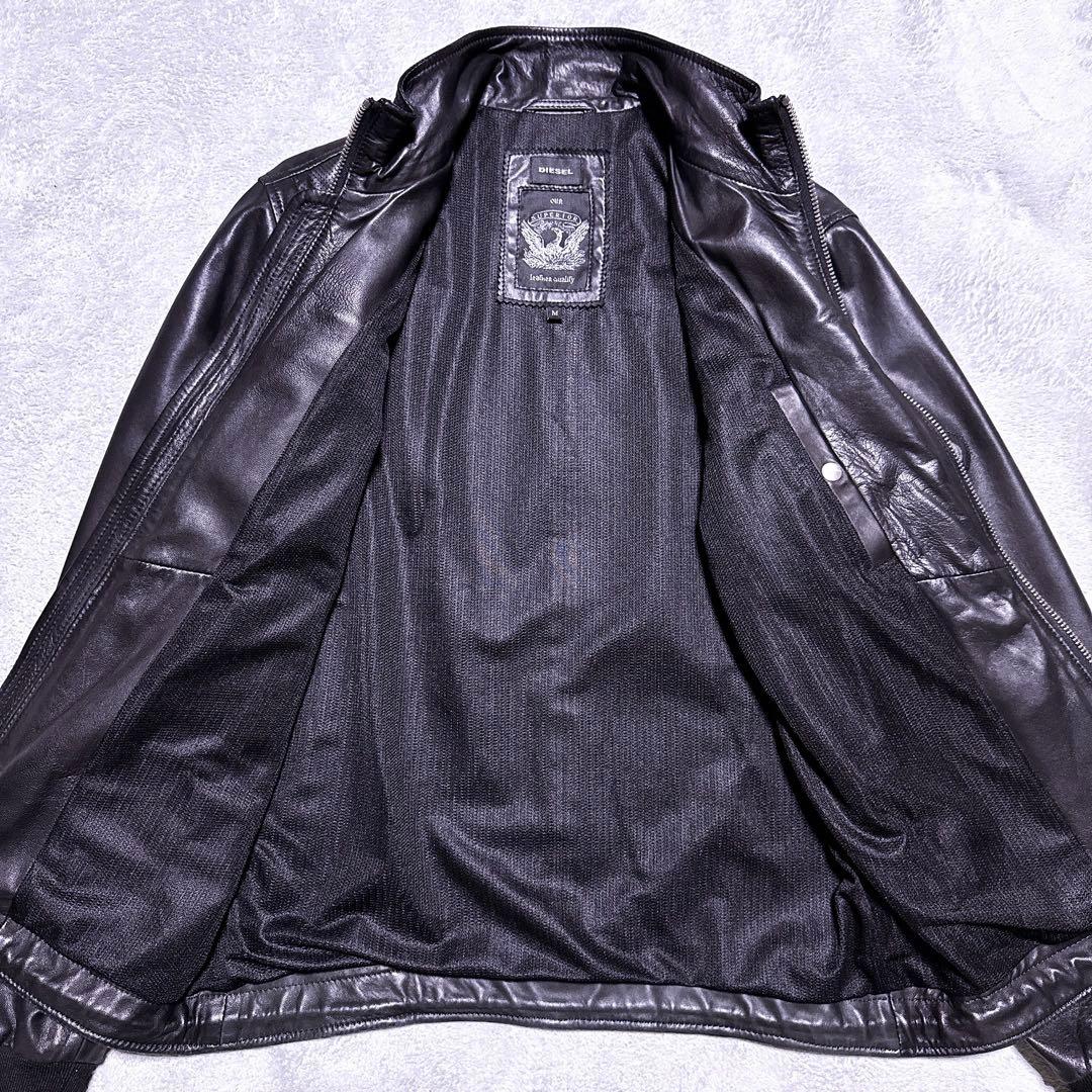 【未使用級】ディーゼル ライダース ラムレザー レザージャケット ブラック M