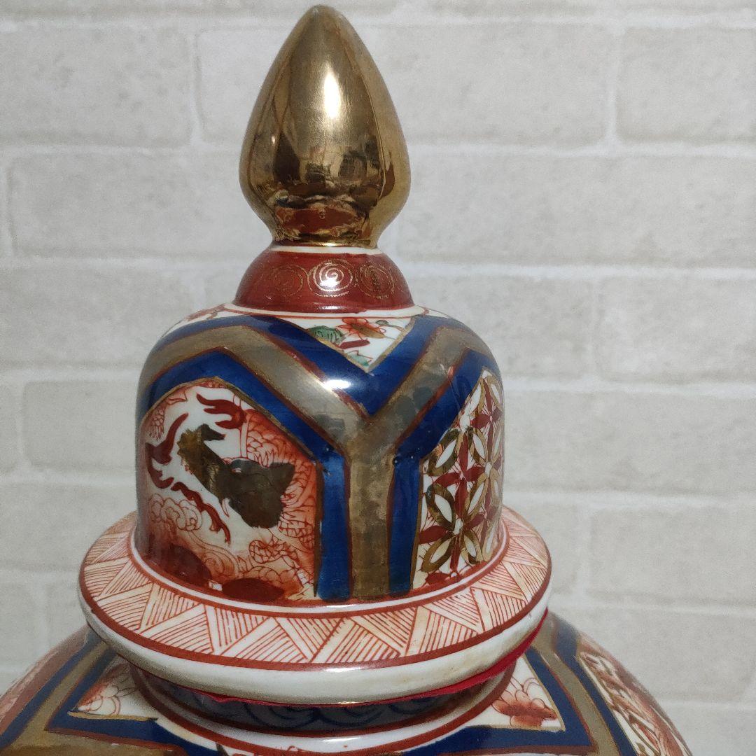 金彩 龍 鳳凰 沈香壺 飾壺 高さ46.5cm 古美術 骨董品