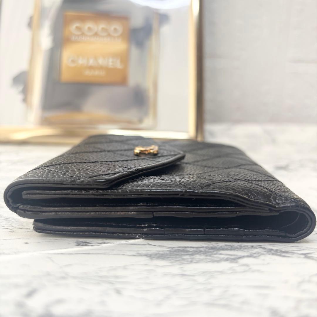 正規品　CHANEL 美品　財布　マトラッセ　ビコローレ　二つ折り財布　ゴールド