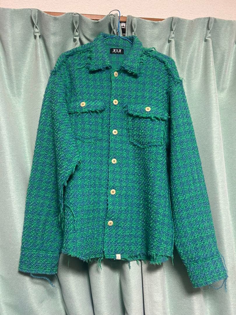 きーFAF フリンジ加工 チェックジャケット