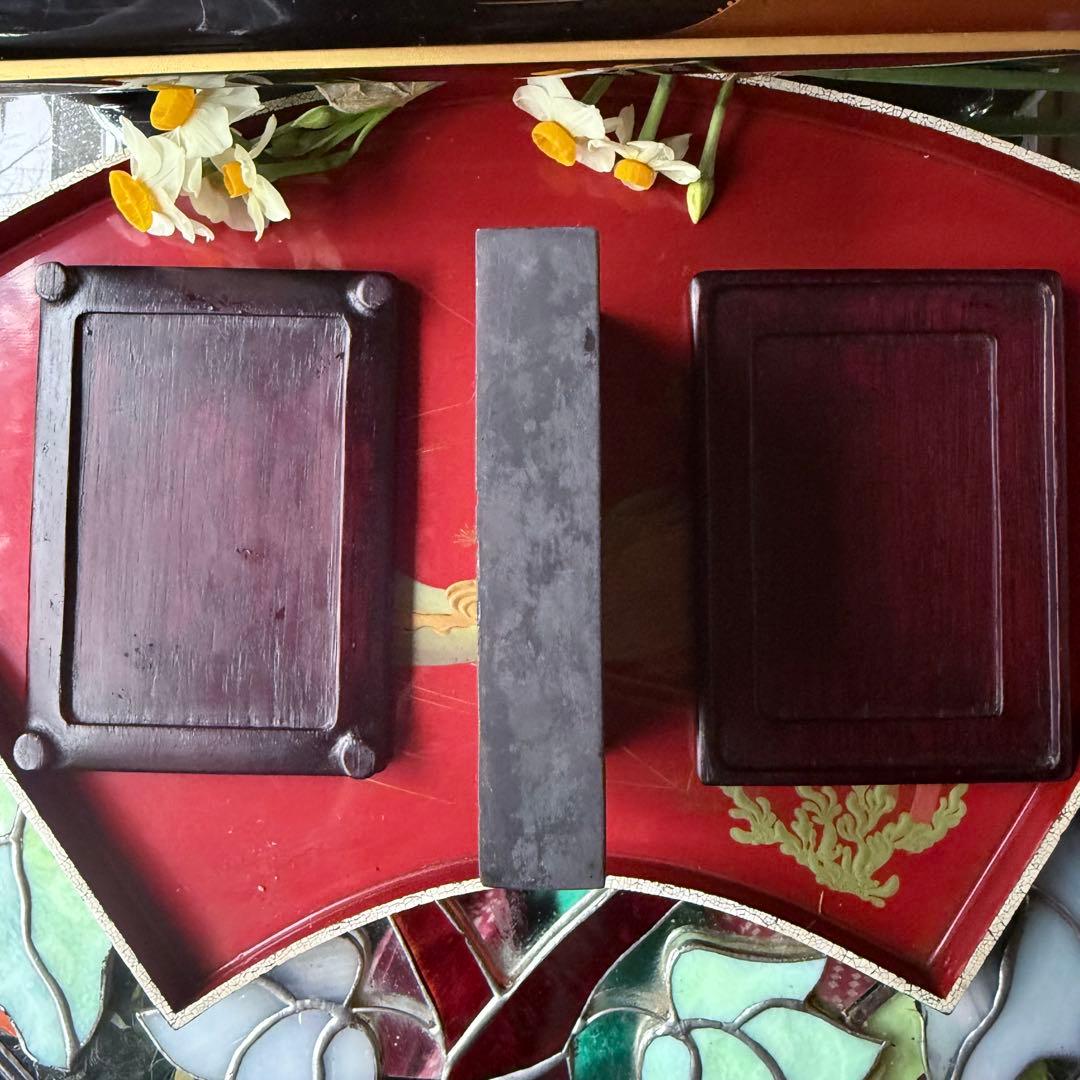 書ぞめに‼️新春期間限定‼️不世出の名品‼️旧家蔵出端渓硯『古松❌瀧　硯』」唐木箱1点