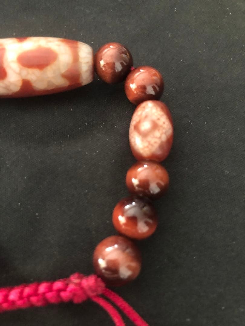 西蔵老礦龍紋一眼財神、星辰金剛天地、如意二眼天珠ブレスレット（念珠）