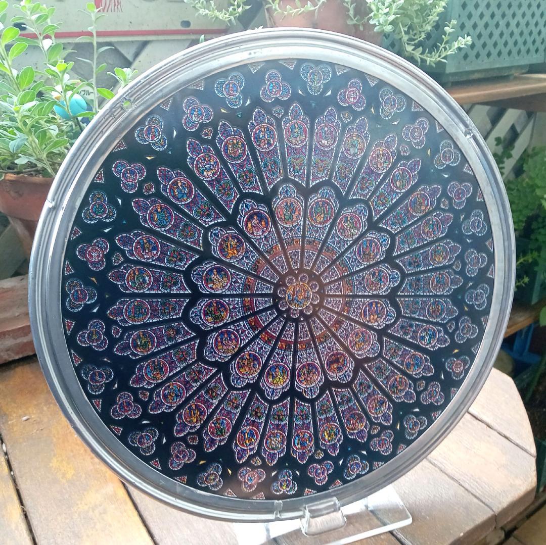 大判ノートルダム大聖堂(パリ)ステンドグラス 北のバラ窓 グラスマスターズr72