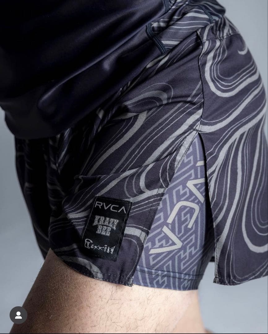 RVCA KRAZY BEEボクシングショーツ 黒/グレー ハーフパンツ　XL