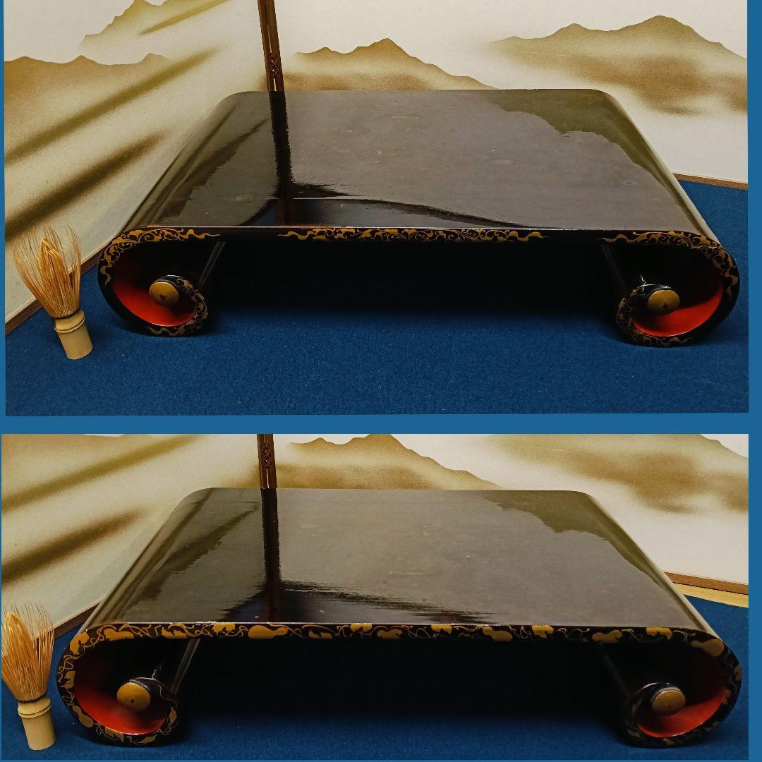 AL43 輪島塗 時代物 巻卓巻足 花台 香炉台 盆栽台 絵違え 木箱入