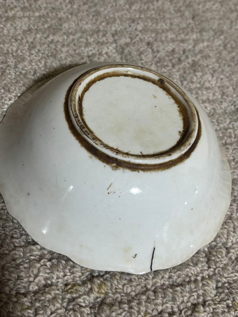 古伊万里 江戸中期〜後期 色絵柘榴文菊花形 草花文 なます皿 手描き 染付 希少