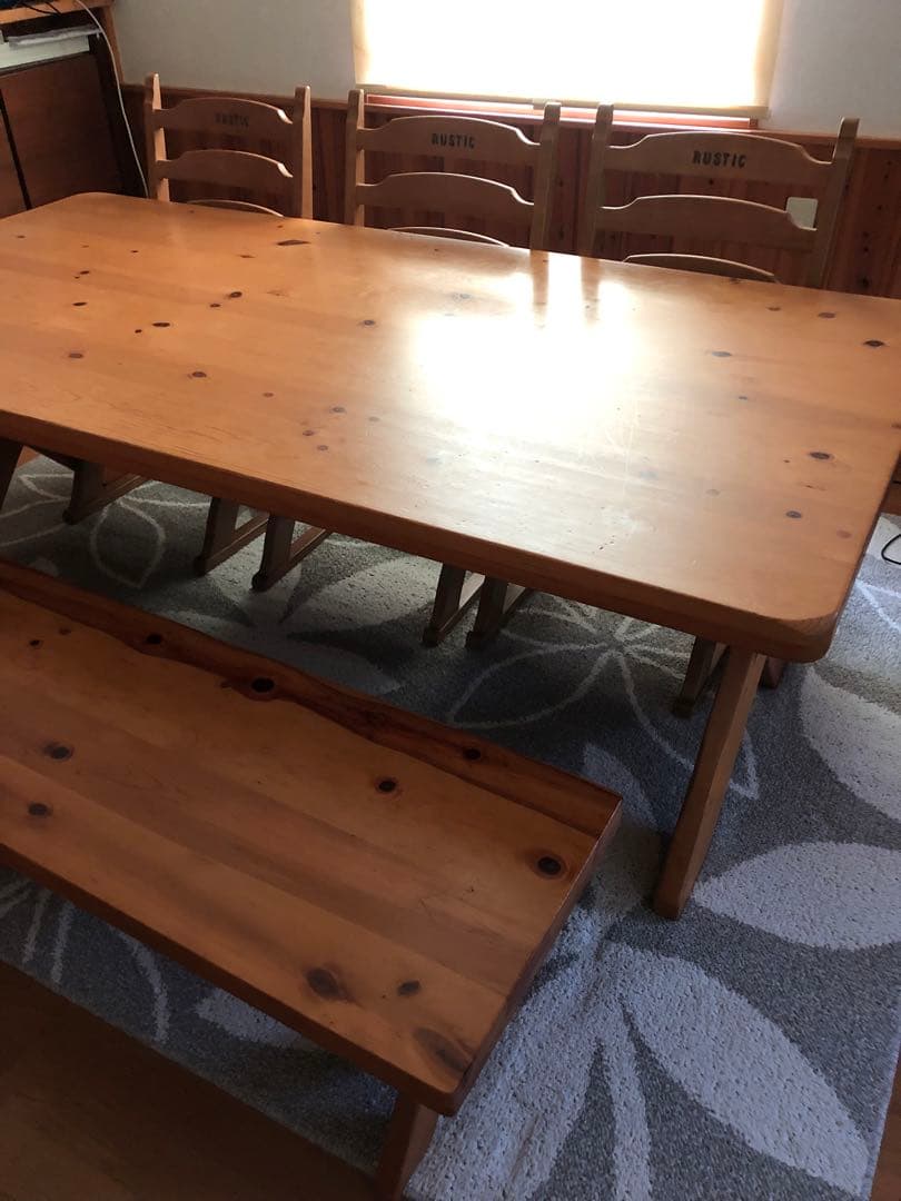 ダイニングテーブル（200cm）　ベンチ椅子セット【引取限定】