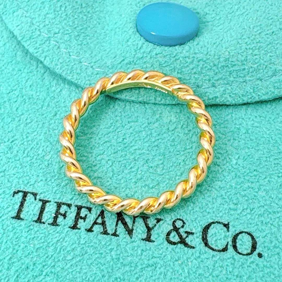 極美品 オールドティファニー ツイスト リング 9号 k18 ゴールド