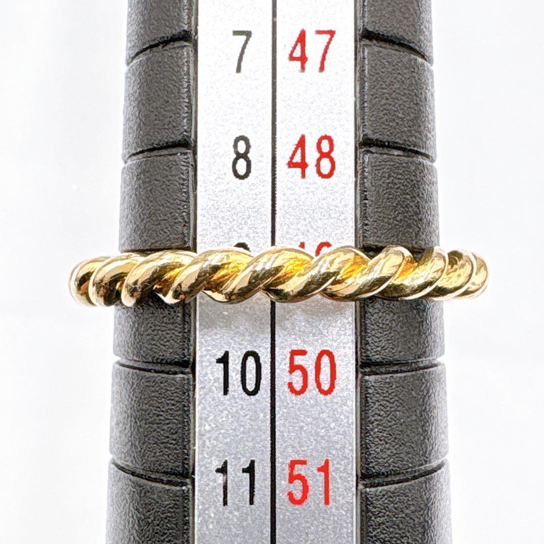 極美品 オールドティファニー ツイスト リング 9号 k18 ゴールド