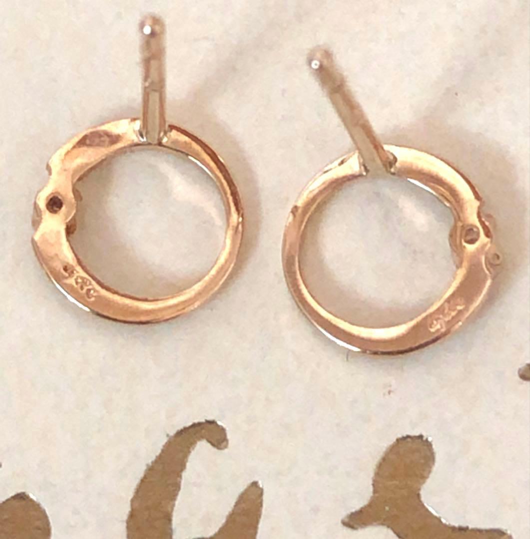 美品☆agete☆K10YG 天然ダイヤモンド サークル ピアス