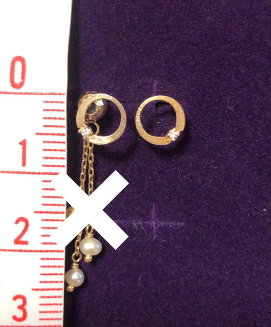 美品☆agete☆K10YG 天然ダイヤモンド サークル ピアス