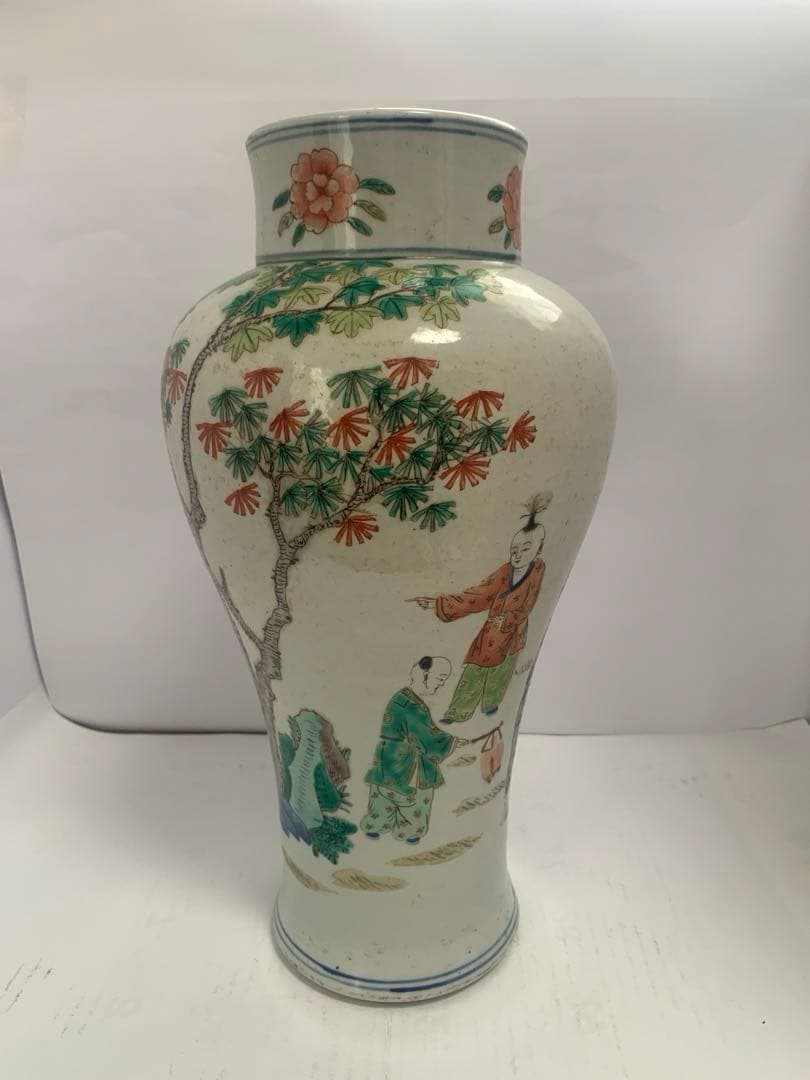 中国美術　清時代　五彩人物大壺　送料込み