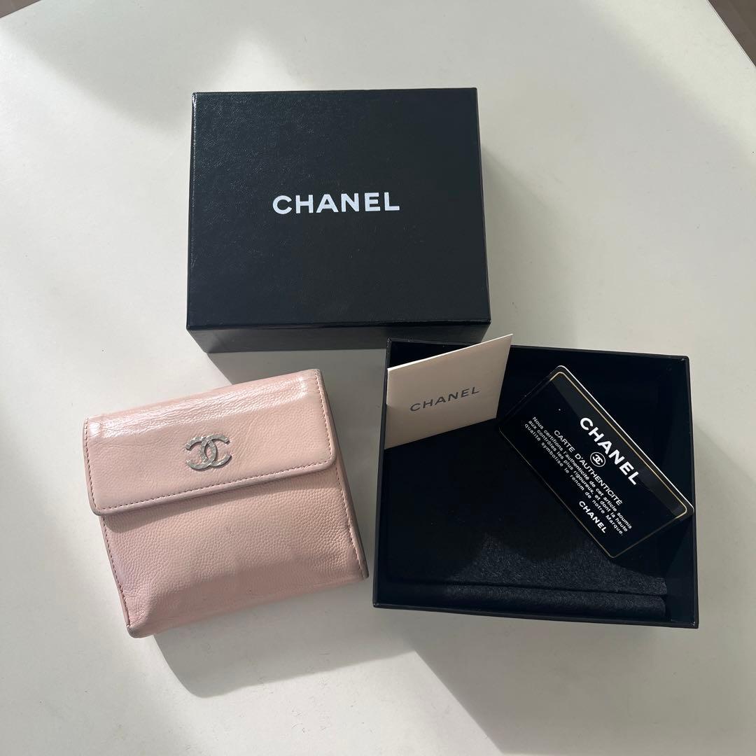 シャネル 財布 二つ折り ベビーピンク