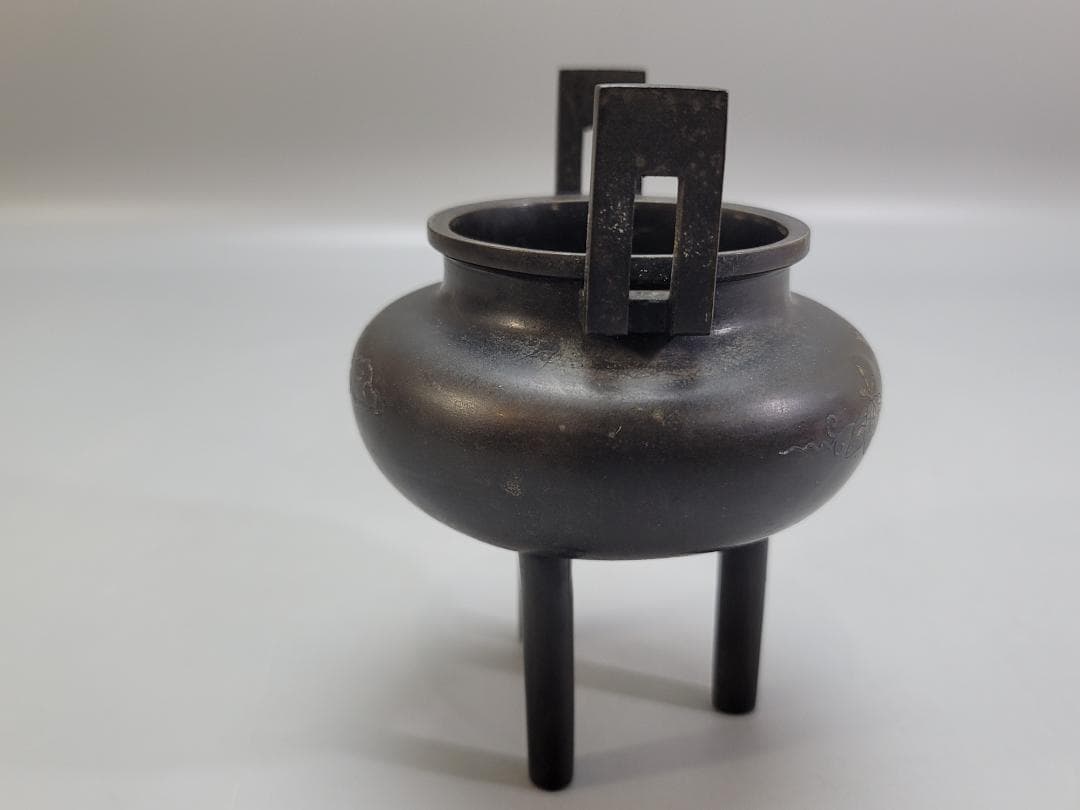 古銅 鳳紋 金銀象嵌 香炉 DT509