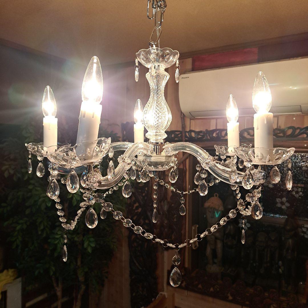 ♡♡新品未使用　エグロ．ジャパン　クリスタルガラスシャンデリア５灯♡♡