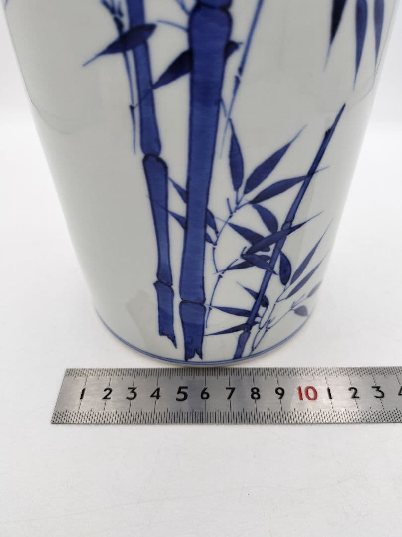 c537 【新品・未使用】細水指 染付 竹 平安手塚祥堂 茶道具