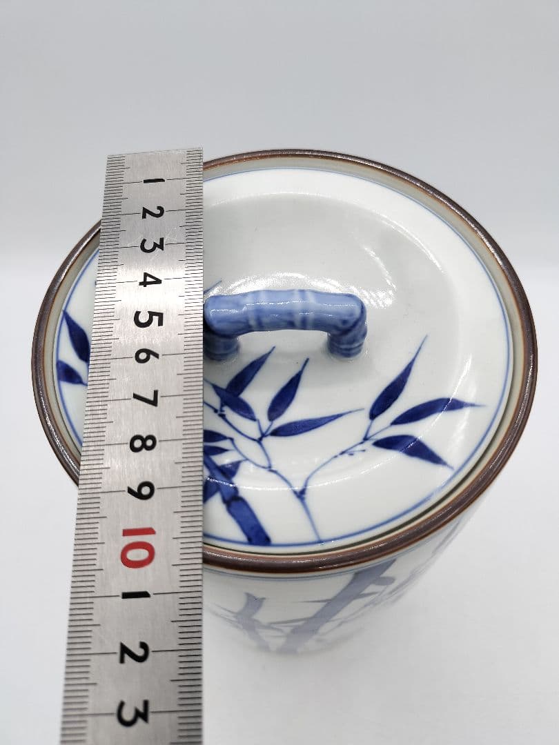 c537 【新品・未使用】細水指 染付 竹 平安手塚祥堂 茶道具