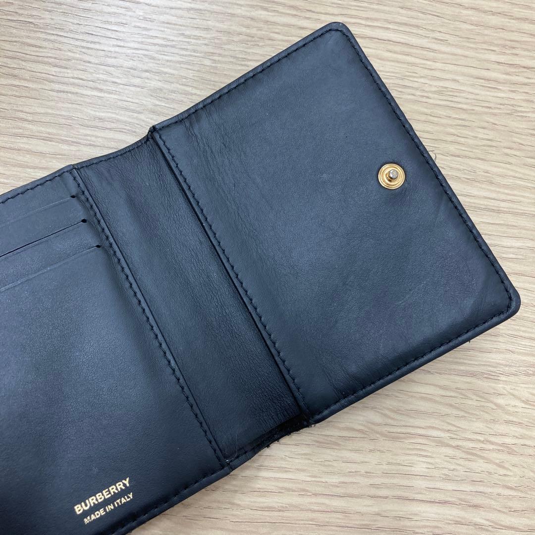 バーバリー TBロゴ キルティング 三つ折り財布 ブラック