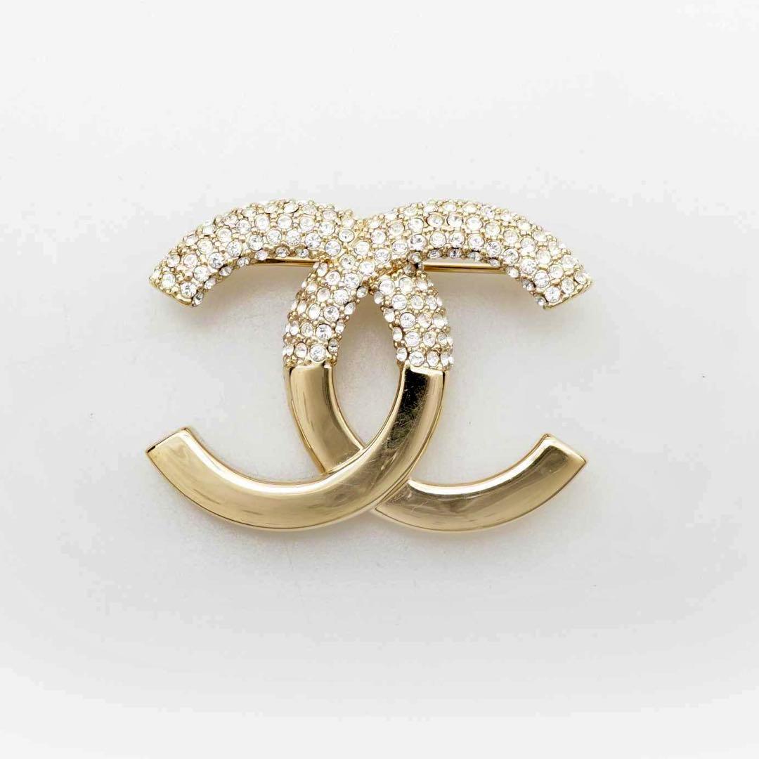 CHANEL ゴールド ブローチ ココマーク　ロゴ　ラインストーン