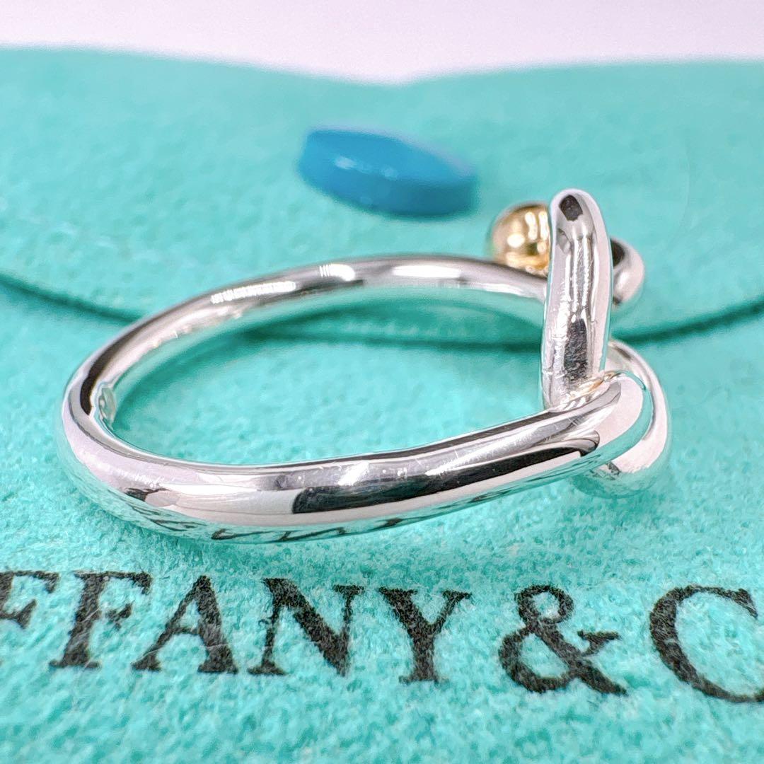 極美品 オールドティファニー ラブノット コンビ リング 7号 シルバー k18