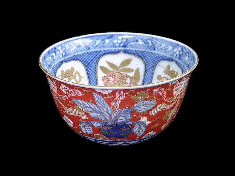 大聖寺伊万里　金襴手　梅に柘榴　蕪の図　向付　E049AS-CWs