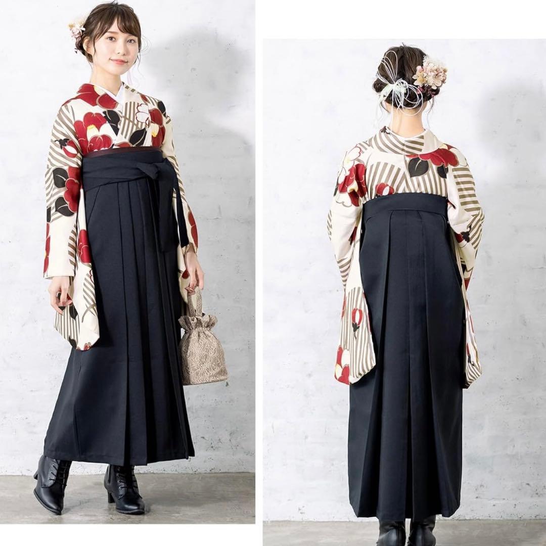 SOUBIEN袴4点（二尺袖着物/無地袴/襦袢/下帯） Ｌ　2尺5寸