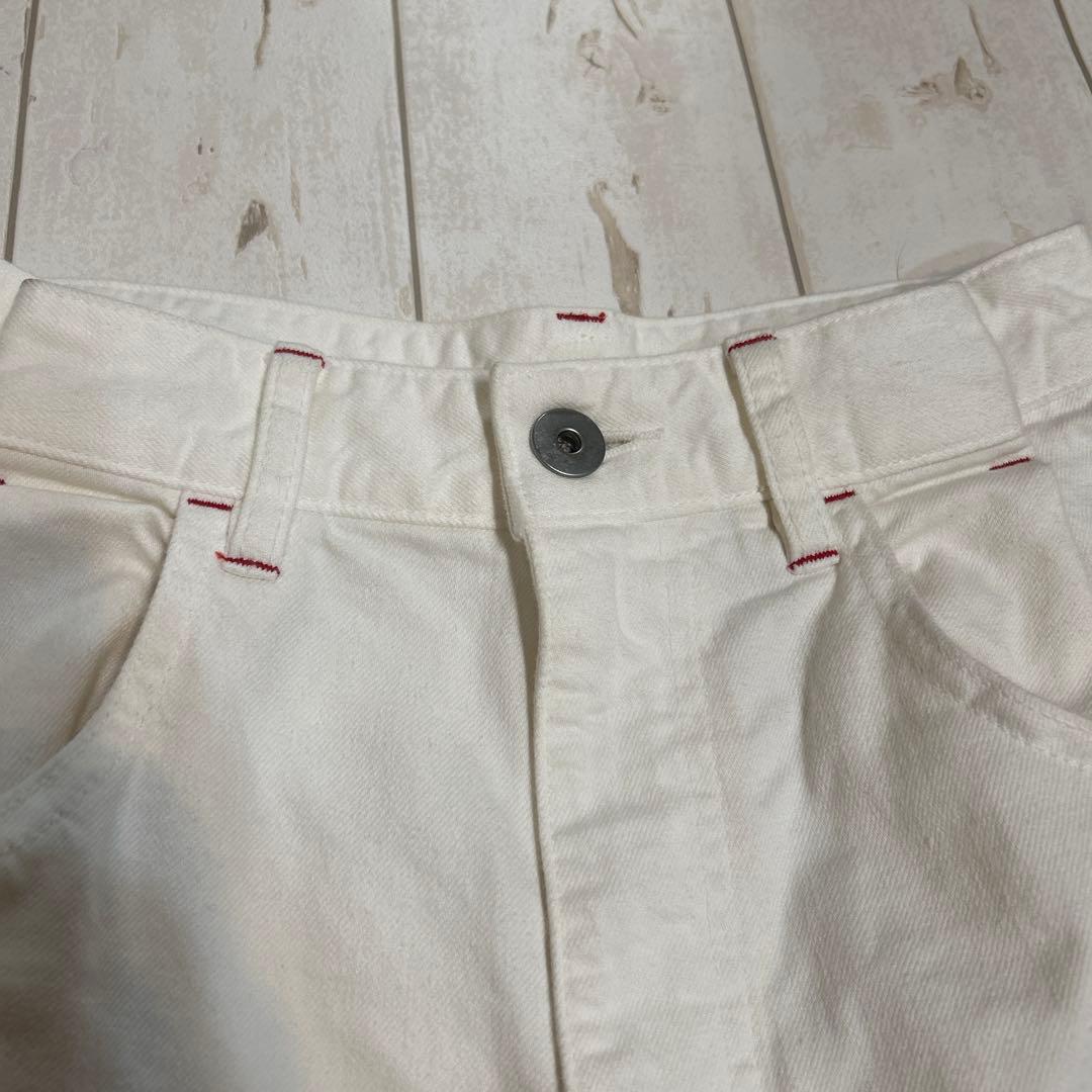 nagonstans☆赤ステッチ☆タック入り☆ハイウエスト☆カーヴィデニムパンツ