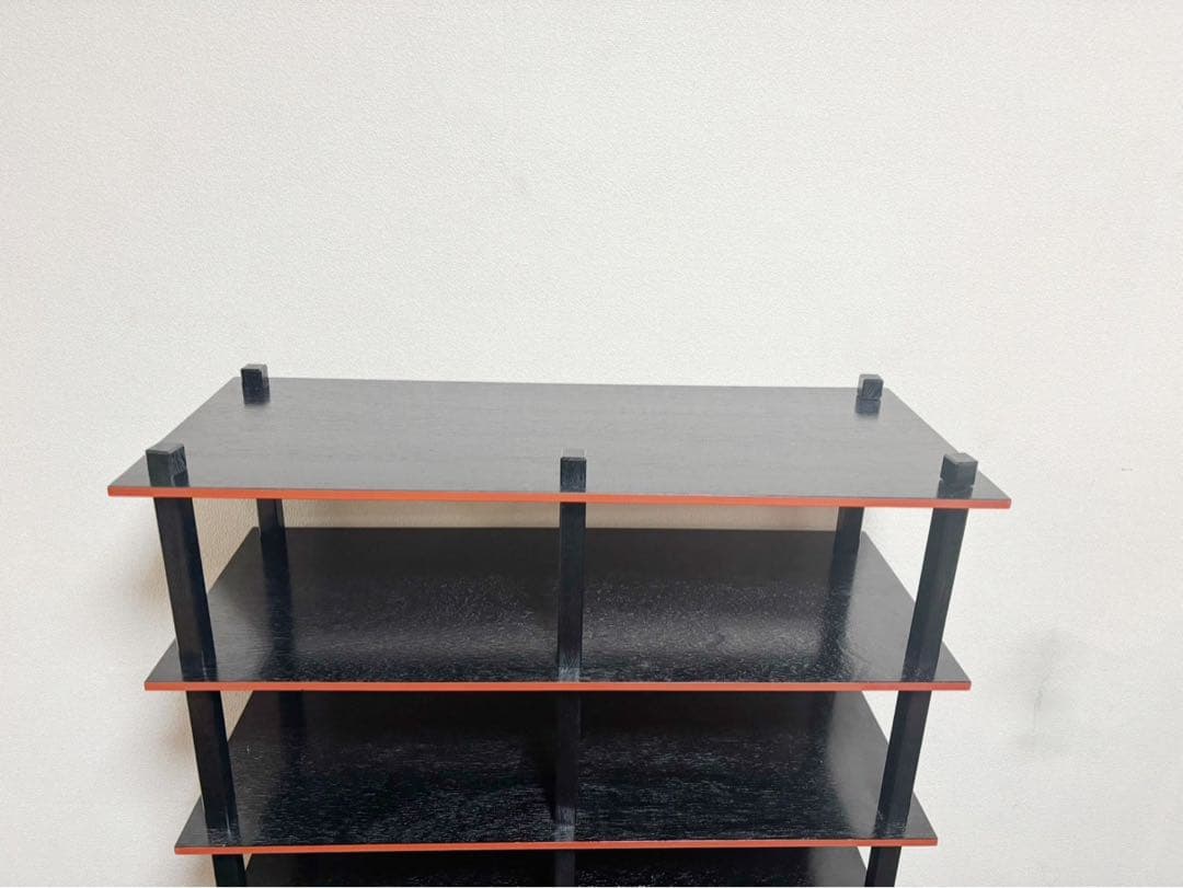 美品 懐石道具 五段 配膳棚 組立式 柿合塗 引出し付 木製爪紅 収納家具茶器