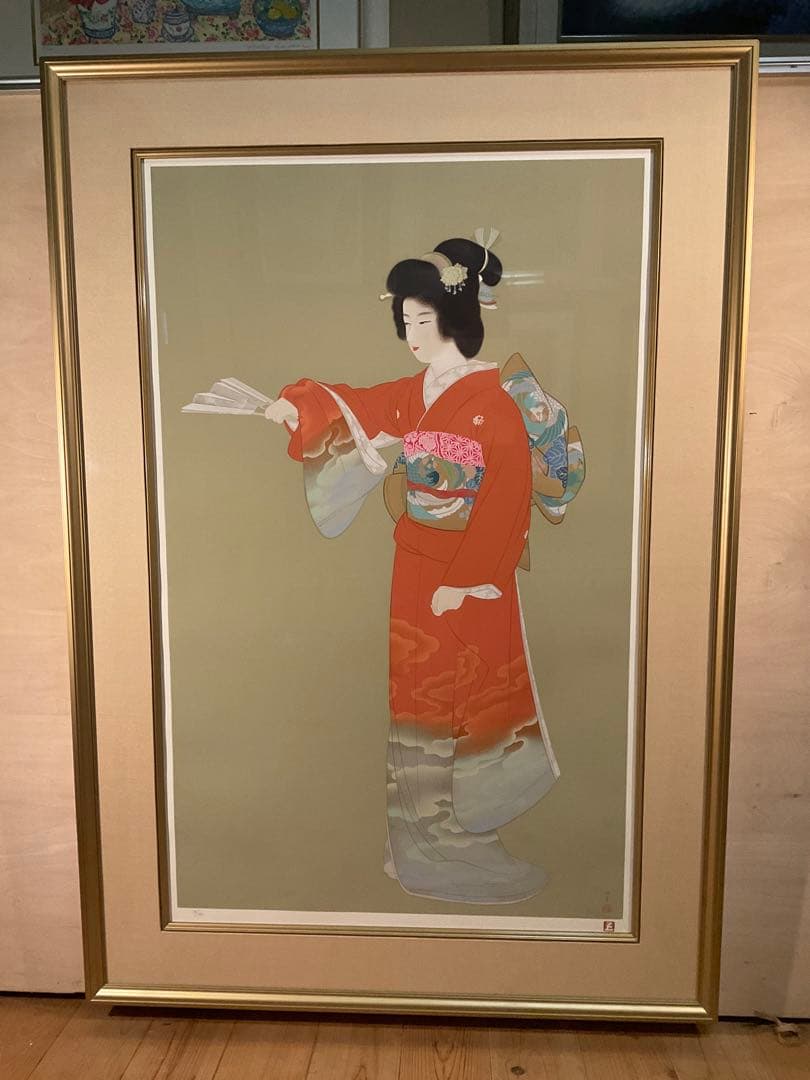 上村松園　「序の舞」　シルクスクリーン　落款・エディション・作品証明シール有り