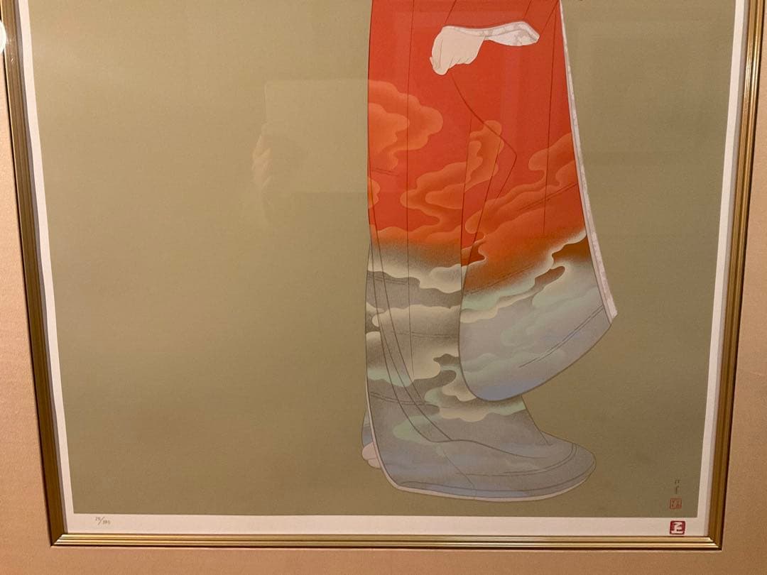 上村松園　「序の舞」　シルクスクリーン　落款・エディション・作品証明シール有り