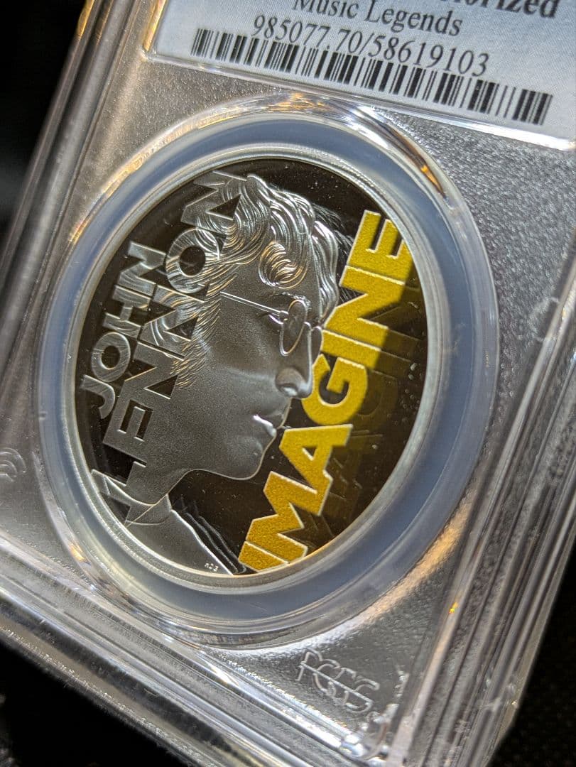 【国内入手困難！】最高鑑定PF70　英国王立造幣局ジョン・レノン　カラー銀貨