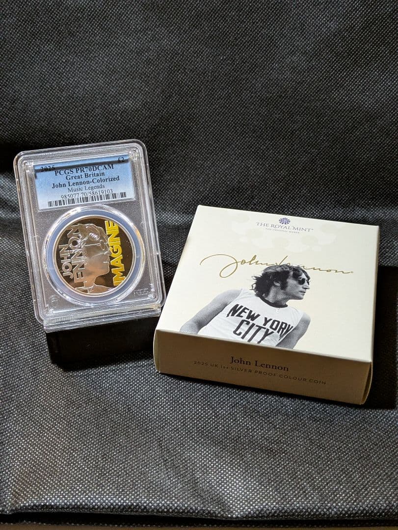 【国内入手困難！】最高鑑定PF70　英国王立造幣局ジョン・レノン　カラー銀貨