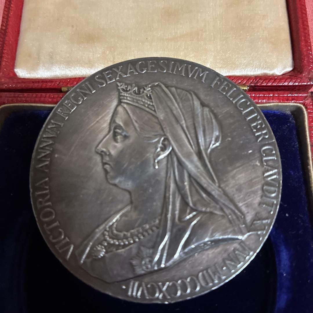 大型 銀メダル 55mm 1897年 ビクトリア ダイヤモンドジュビリー 銀貨