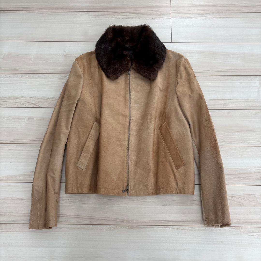 CASUAL プラダ　PRADA ハラコJKT レザーJKT ファー付き