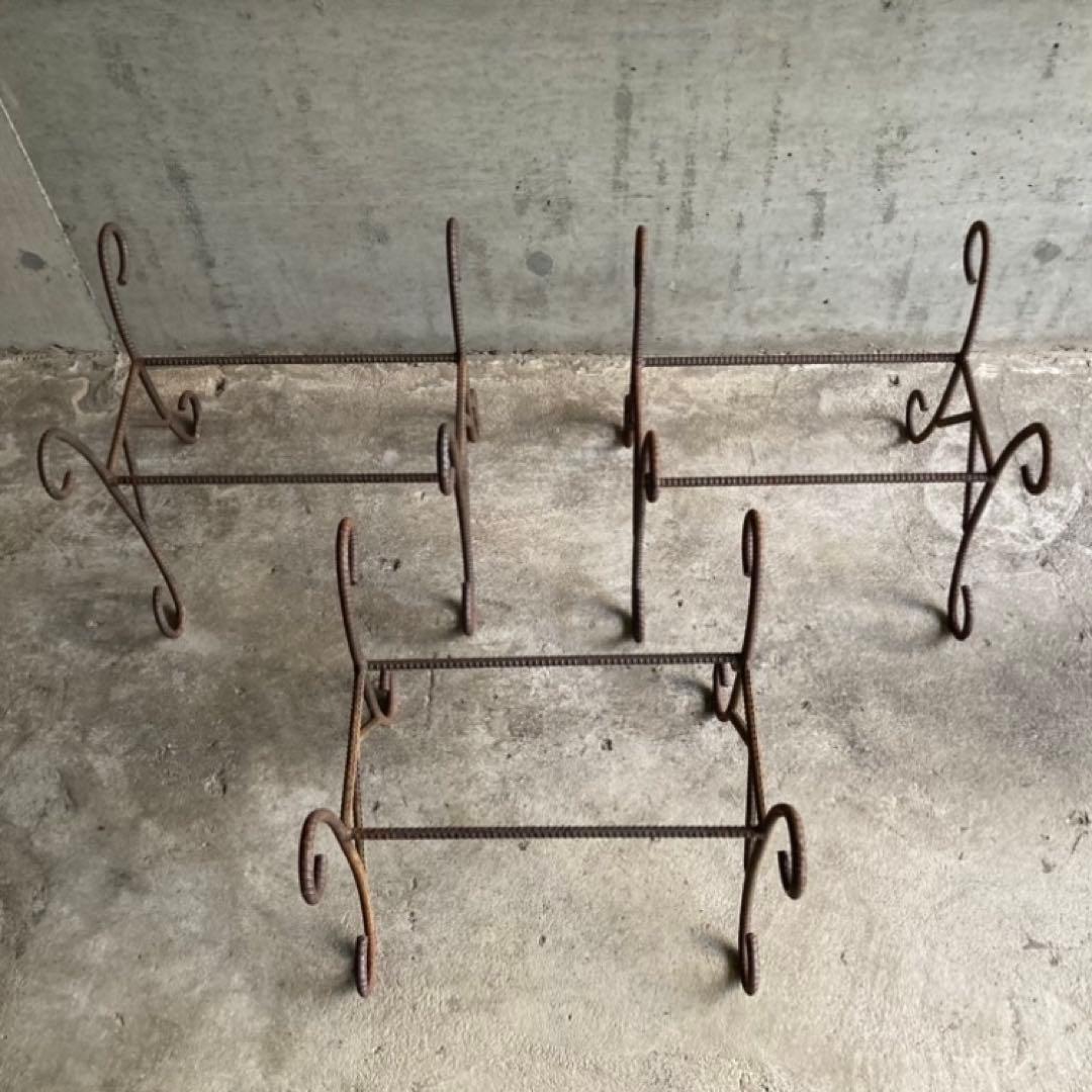 プランター 台 猫脚 鉄筋 アイアン 3点 シャビー インダストリアル レトロ