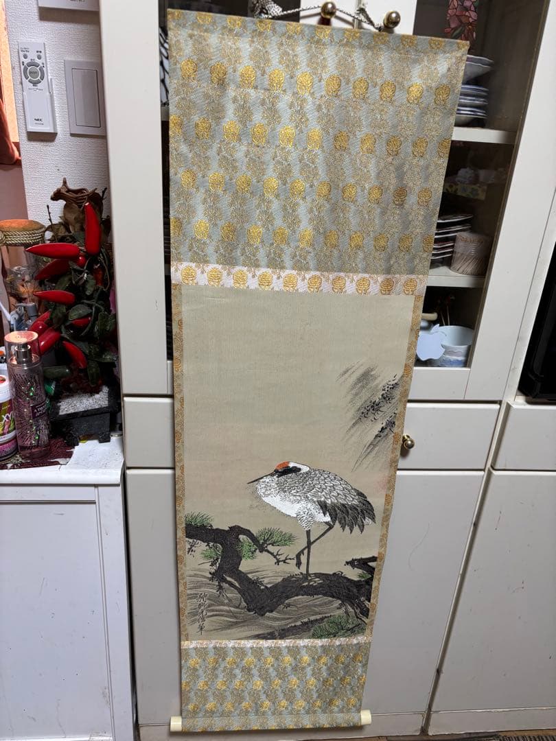 鶴の絵柄 掛け軸 JAPAN VINTAGE HANGING SCROLL