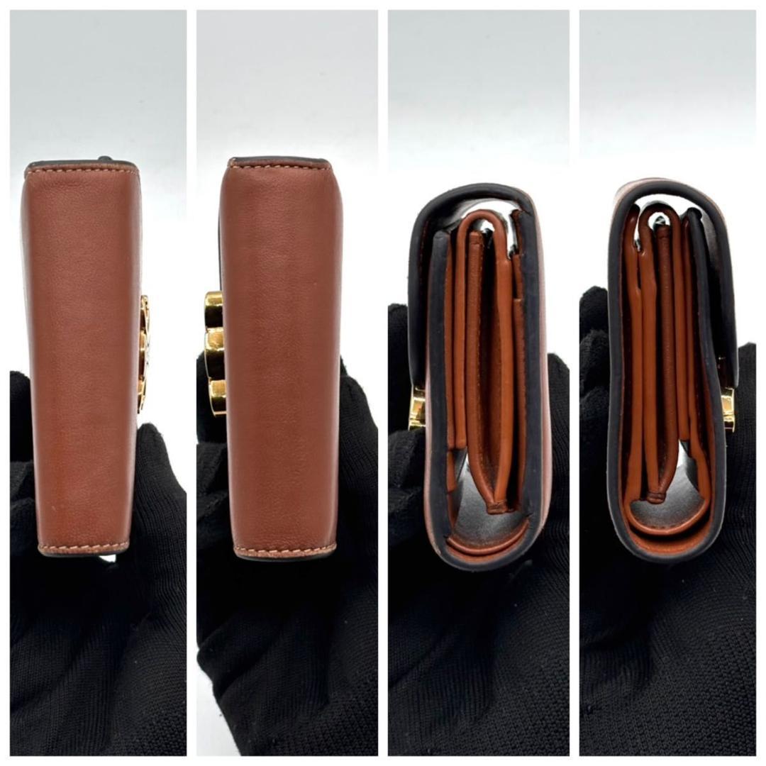 美品 セリーヌ 財布 トリオンフ スモールフラップウォレット ブラウン