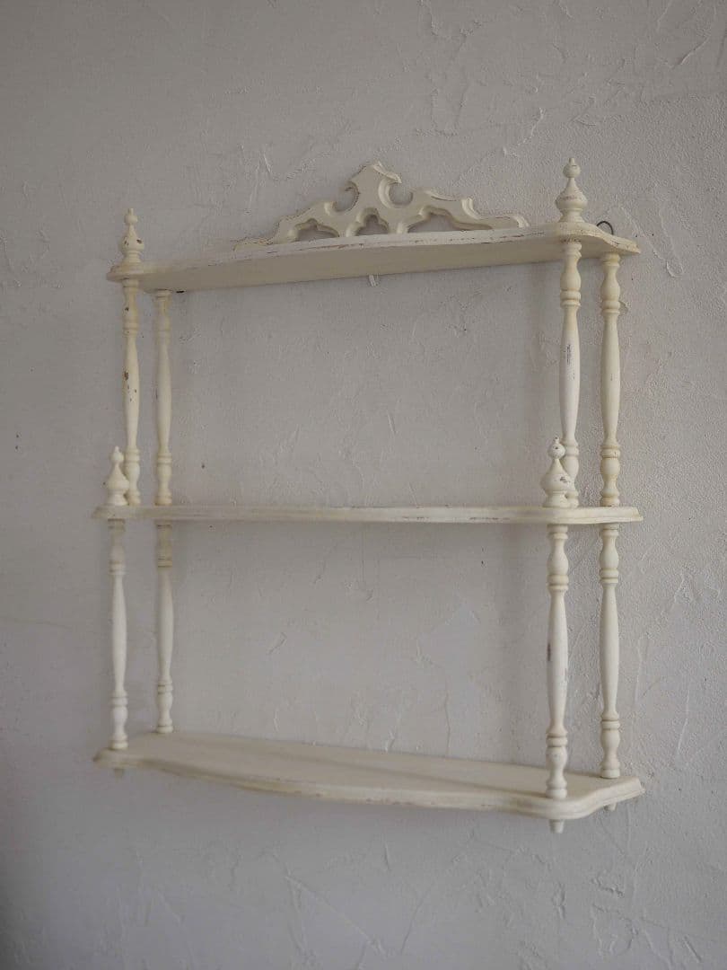 フランス　アンティーク　シェルフ　 木製 3段シェルフ　ウォールシェルフ　棚