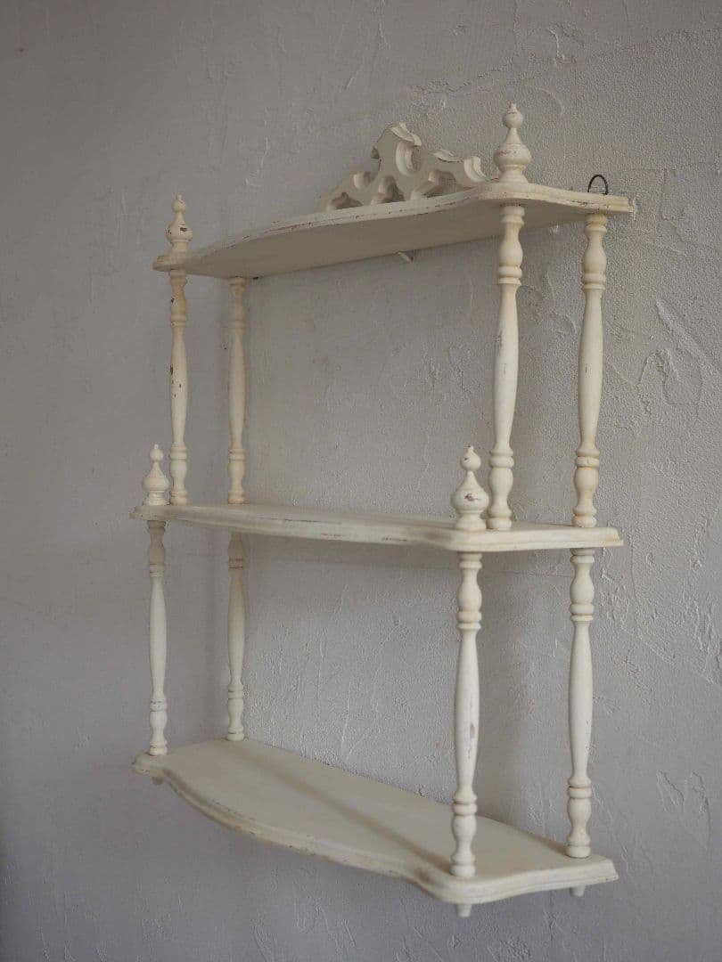 フランス　アンティーク　シェルフ　 木製 3段シェルフ　ウォールシェルフ　棚