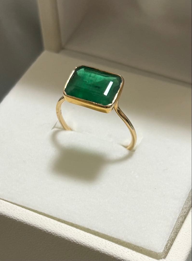 天然石　エメラルド　10金　リング　12.5号