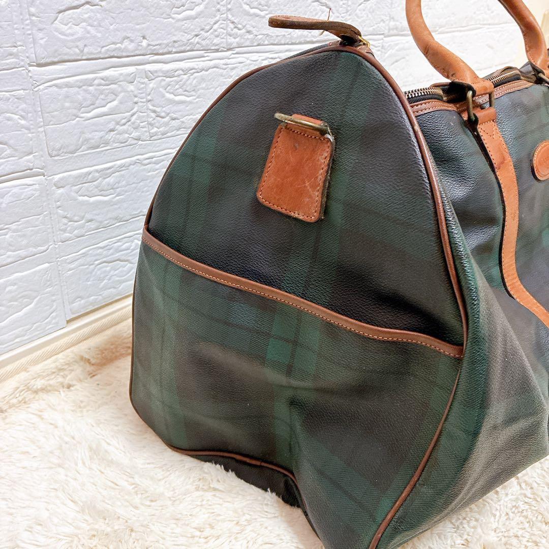 WORLD POLO ボストンバッグ ダークグリーン チェック柄