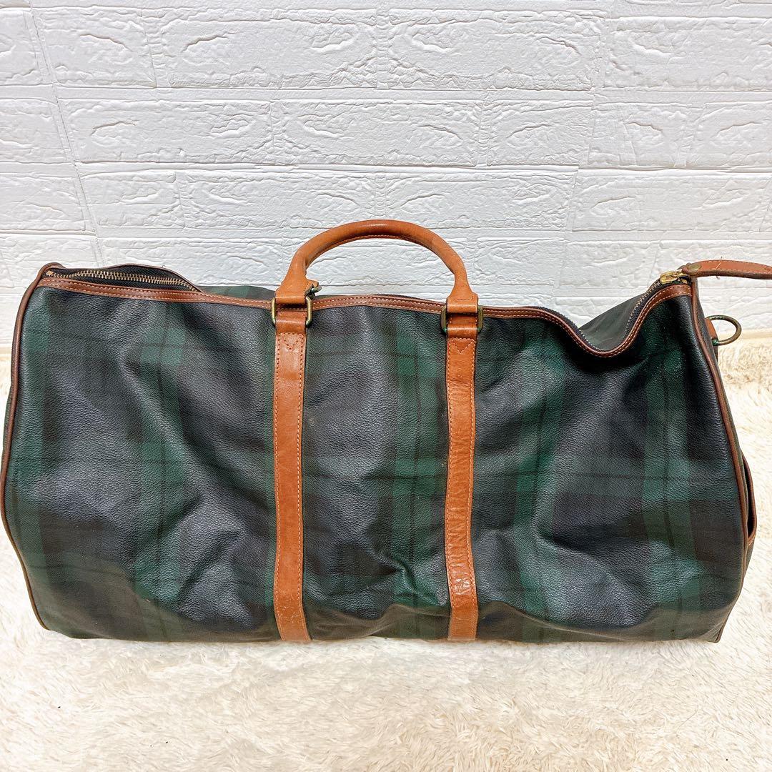 WORLD POLO ボストンバッグ ダークグリーン チェック柄