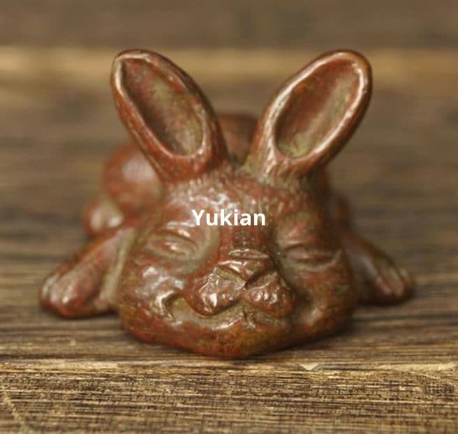 銅細工 兎 文鎮 書房 茶寵 装飾品 工芸品 美術品 置物
