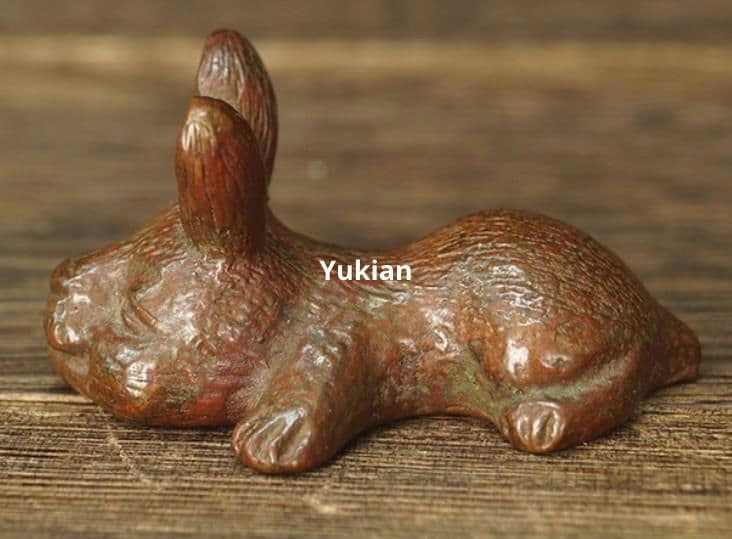 銅細工 兎 文鎮 書房 茶寵 装飾品 工芸品 美術品 置物