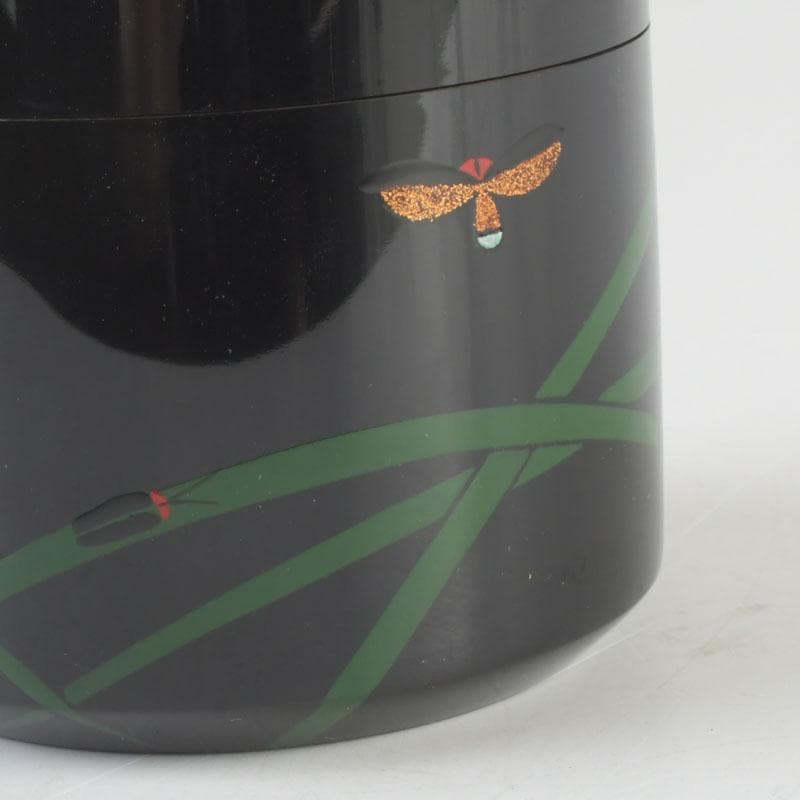 茶道具　山中塗　中村宗悦作　即中斎好写　蛍早苗蒔絵　雪吹棗　共布共箱　V9826