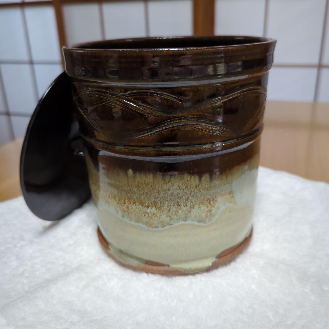 茶道具　水指　(塗蓋)　加藤春永　朝鮮唐津