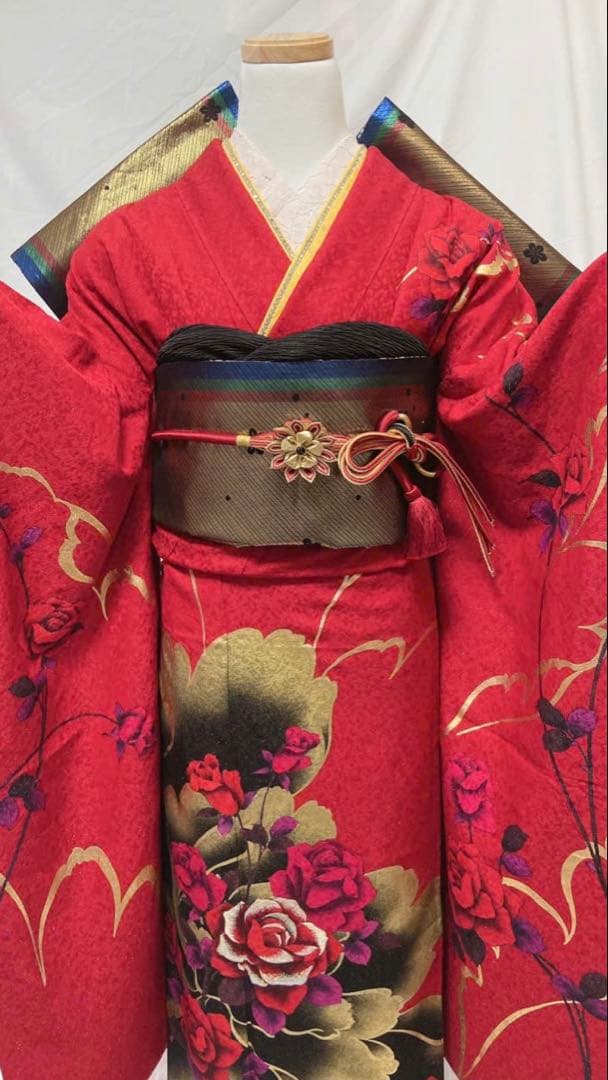 サカイ品　赤色花柄振袖 振袖フルセット 振袖 振袖セット 成人式