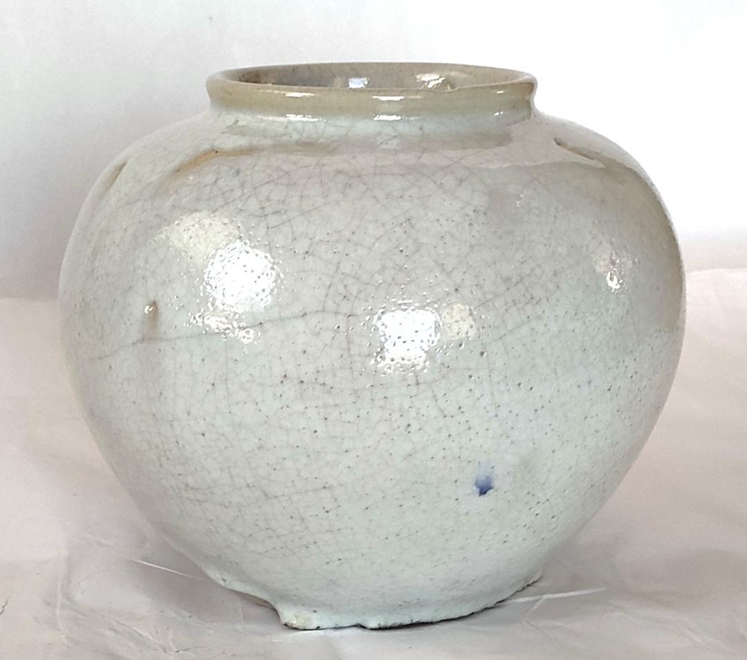 陶器 花入れ 白釉薬 球体 Ac-248