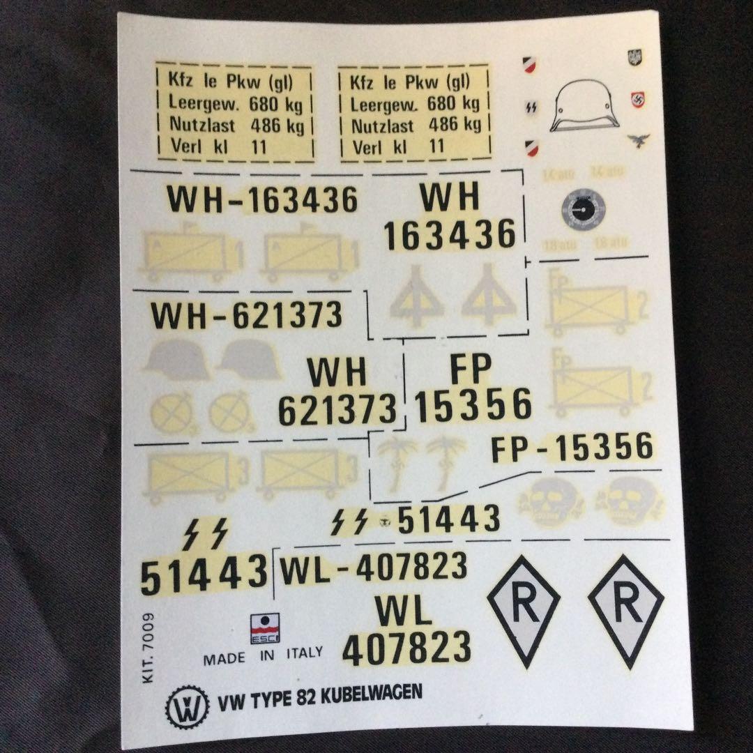 VW TYP82キューベルワーゲン 1/9 ESCI 未組立キット